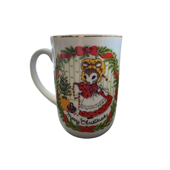 Vintage George Good Japan Merry Christmas Mouse Tea Cup Holiday - Picture 3 of 5